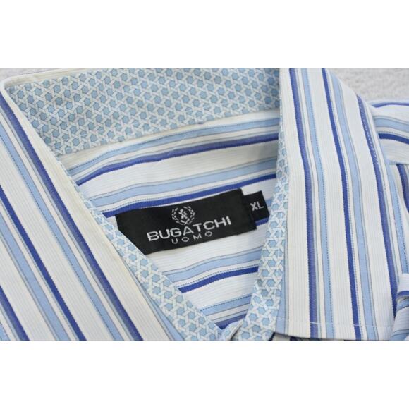 Bugatchi Uomo Dress Shirt Classic Fit Flip Cuff Plaid Button Up Mens Size XL - Picture 8 of 9